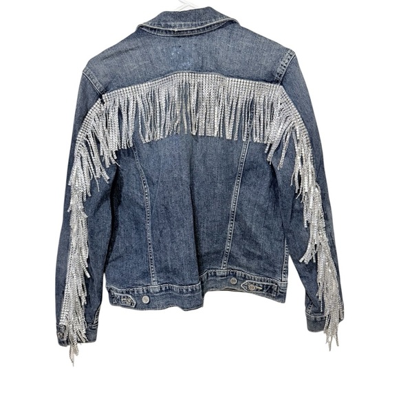 Lucky Brand Denim Jacket with Fringe size large - Picture 2 of 4